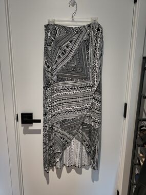 Maeve Black & White Geometric Maxi Skirt